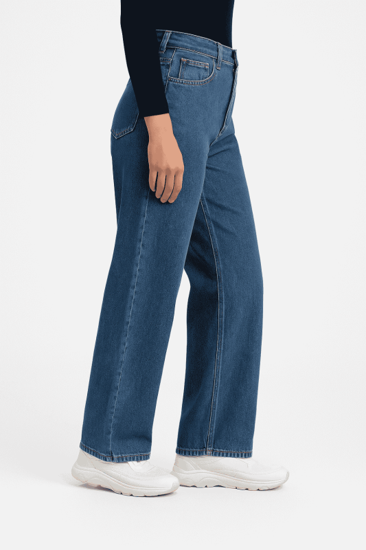 بنطلون جينز وايد ليج